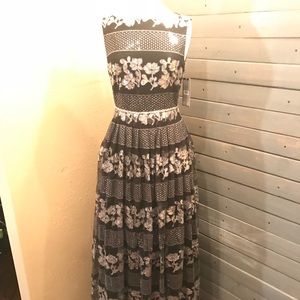 Tahari Black and Silver Sequin Gown